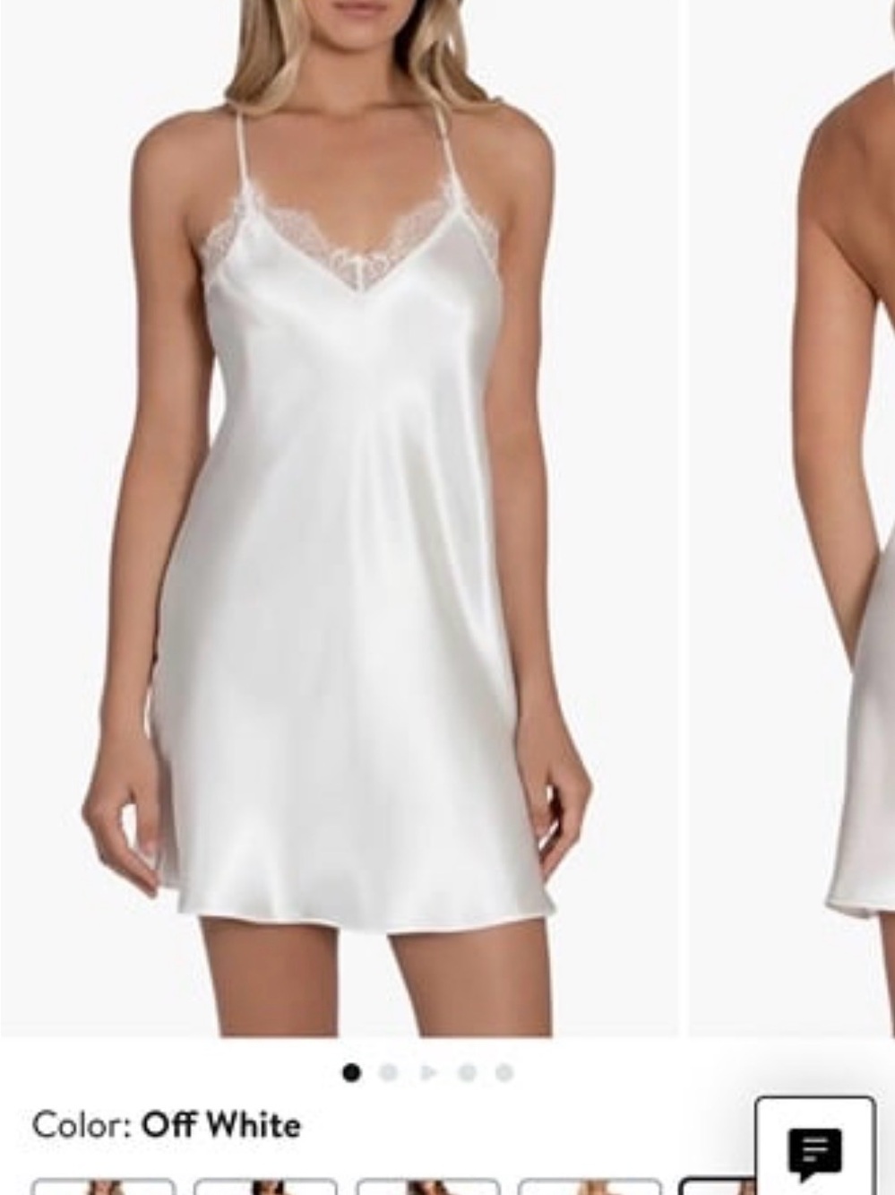 Lace-Trim Satin Chemise Slip in Off White